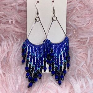 Elegant Blue Beaded Earrings
